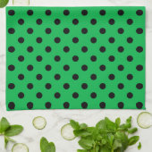 Linge De Cuisine Pois vert et noir (Plié)