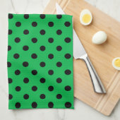 Linge De Cuisine Pois vert et noir (Quart Plié)
