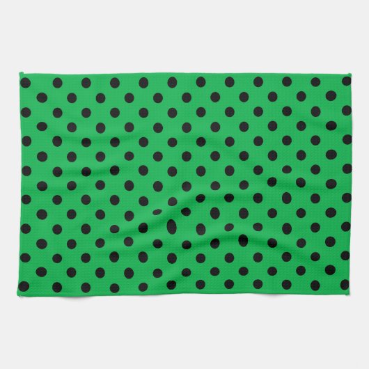 Linge De Cuisine Pois vert et noir (Horizontal)