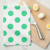 Linge De Cuisine Pois verts et blancs (Quart Plié)