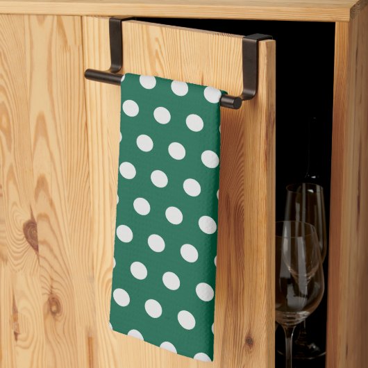 Linge De Cuisine Pois verts et blancs (Pliage en tiers)