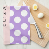 Linge De Cuisine Pois violets, Motif Pointe Polka, Votre Nom (Quart Plié)