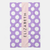 Linge De Cuisine Pois violets, Motif Pointe Polka, Votre Nom (Vertical)