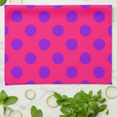 Linge De Cuisine Pois violets sur cerise (Plié)