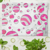 Linge De Cuisine Pois Zèbre rose chaud et blanc (Plié)