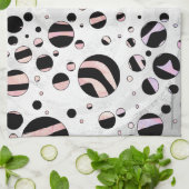 Linge De Cuisine Pois zèbres noirs et roses (Plié)