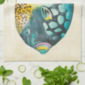 Linge De Cuisine Poisson Aquarium bleu et violet (Plié)