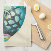 Linge De Cuisine Poisson Aquarium bleu et violet (Quart Plié)