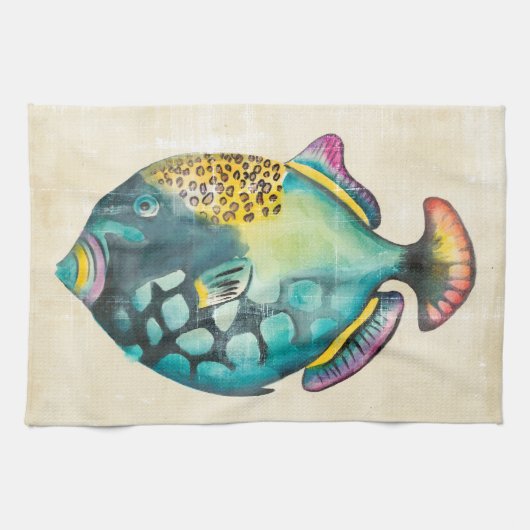 Linge De Cuisine Poisson Aquarium bleu et violet (Horizontal)