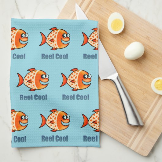Linge De Cuisine Poisson de dessin animé drôle jeu de mots océan (Quart Plié)