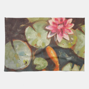 Linge De Cuisine Poisson D'Or Koi Pond Water Lys