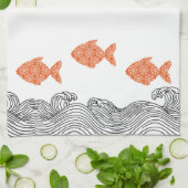 Linge De Cuisine Poisson et vagues côtiers (Plié)