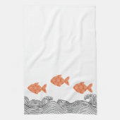 Linge De Cuisine Poisson et vagues côtiers (Vertical)