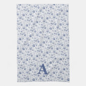 Linge De Cuisine Poisson étoilé bleu et blanc Monogramme nautique (Vertical)