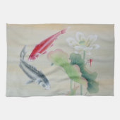 Linge De Cuisine Poisson Koi avec Lotus (Horizontal)