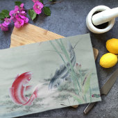 Linge De Cuisine Poisson Koi avec Lotus
