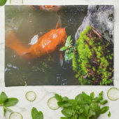 Linge De Cuisine Poisson Koi dans un étang (Plié)