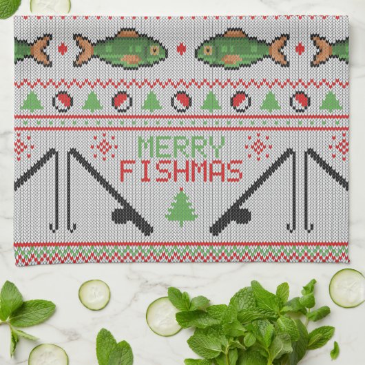 Linge De Cuisine Poisson laide de Noël (Plié)