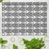 Linge De Cuisine Poisson moderne du milieu du siècle, noir, blanc e (Plié)