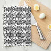Linge De Cuisine Poisson moderne du milieu du siècle, noir, blanc e (Quart Plié)