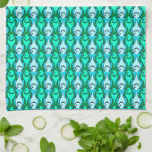 Linge De Cuisine Poisson moderne du milieu du siècle, vert jade et (Plié)