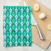 Linge De Cuisine Poisson moderne du milieu du siècle, vert jade et (Quart Plié)