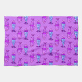 Linge De Cuisine Poisson moderne rétro, violet et Améthyste violet (Horizontal)