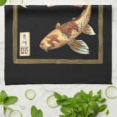 Linge De Cuisine Poisson rouge de Koi de deux Japonais sur (Plié)