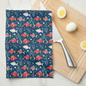 Linge De Cuisine Poisson rouge et blanc (Quart Plié)