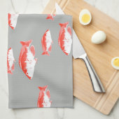 Linge De Cuisine Poisson rouge et gris (Quart Plié)