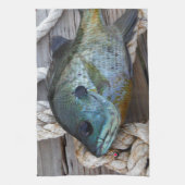 Linge De Cuisine Poisson rouge sur quai et corde (Vertical)