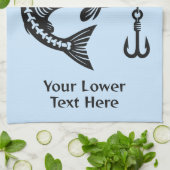 Linge De Cuisine Poisson texte personnalisé (Plié)