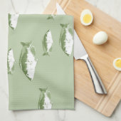 Linge De Cuisine Poisson vert olive (Quart Plié)