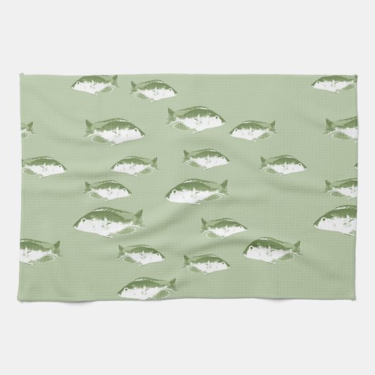 Linge De Cuisine Poisson vert olive (Horizontal)