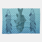 Linge De Cuisine Poissons de point de polka (Horizontal)