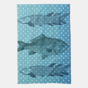 Linge De Cuisine Poissons de point de polka