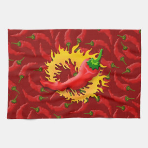 Linge De Cuisine Poivre avec flamme