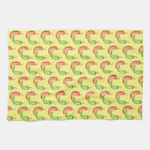 Linge De Cuisine Poivrons Aquarelles Rouge Et Vert (Horizontal)