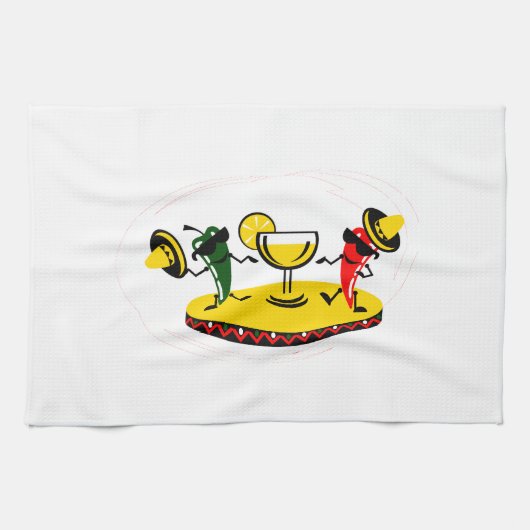 Linge De Cuisine Poivrons de danse avec la boisson (Horizontal)