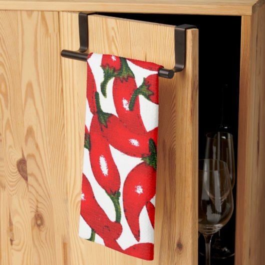 Linge De Cuisine Poivrons Rouge Chaud Épicé (Pliage en tiers)