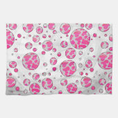Linge De Cuisine Poka Dot Vache rose et blanc (Horizontal)