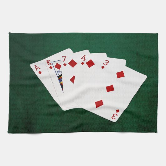 Linge De Cuisine Poker Mains - Flush - Costume Diamants (Horizontal)