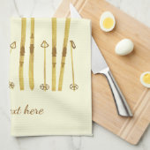 Linge De Cuisine Poles Gold Skis | Crème d'illustration de ski Vint (Quart Plié)