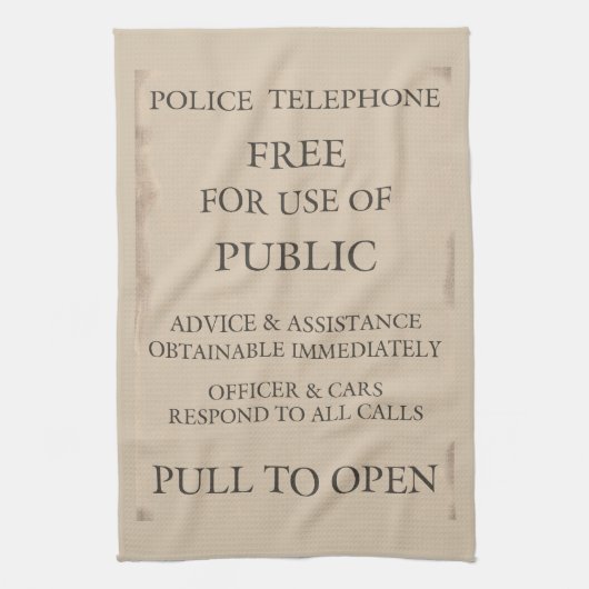 Linge De Cuisine Police Public Call Phone Box Notice (Vertical)