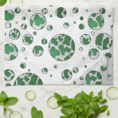 Linge De Cuisine Polis Dot Vache vert et blanc Impression (Plié)