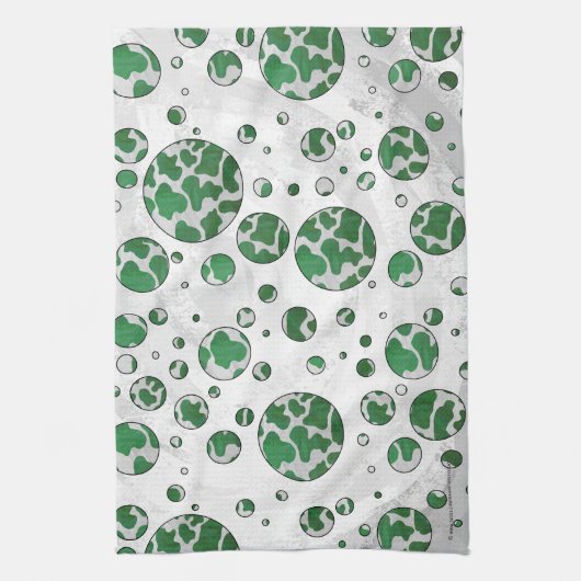 Linge De Cuisine Polis Dot Vache vert et blanc Impression (Vertical)