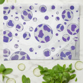 Linge De Cuisine Polka blanc et violet dalmate (Plié)