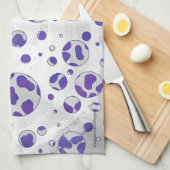 Linge De Cuisine Polka blanc et violet dalmate (Quart Plié)
