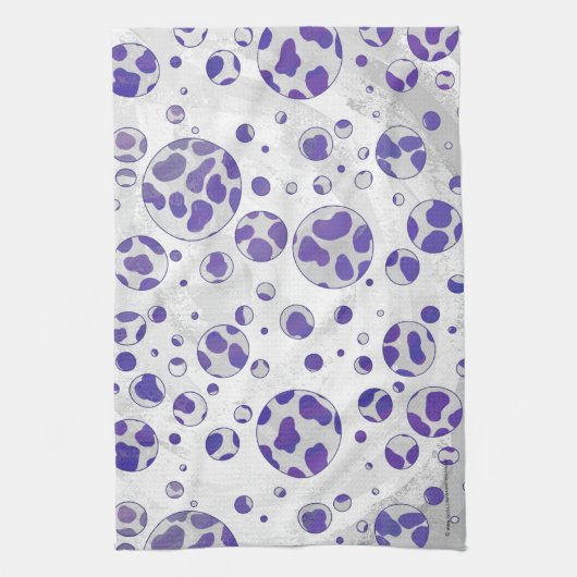 Linge De Cuisine Polka blanc et violet dalmate (Vertical)