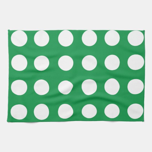 Linge De Cuisine Polka blanc vert point mignon rétro (Horizontal)